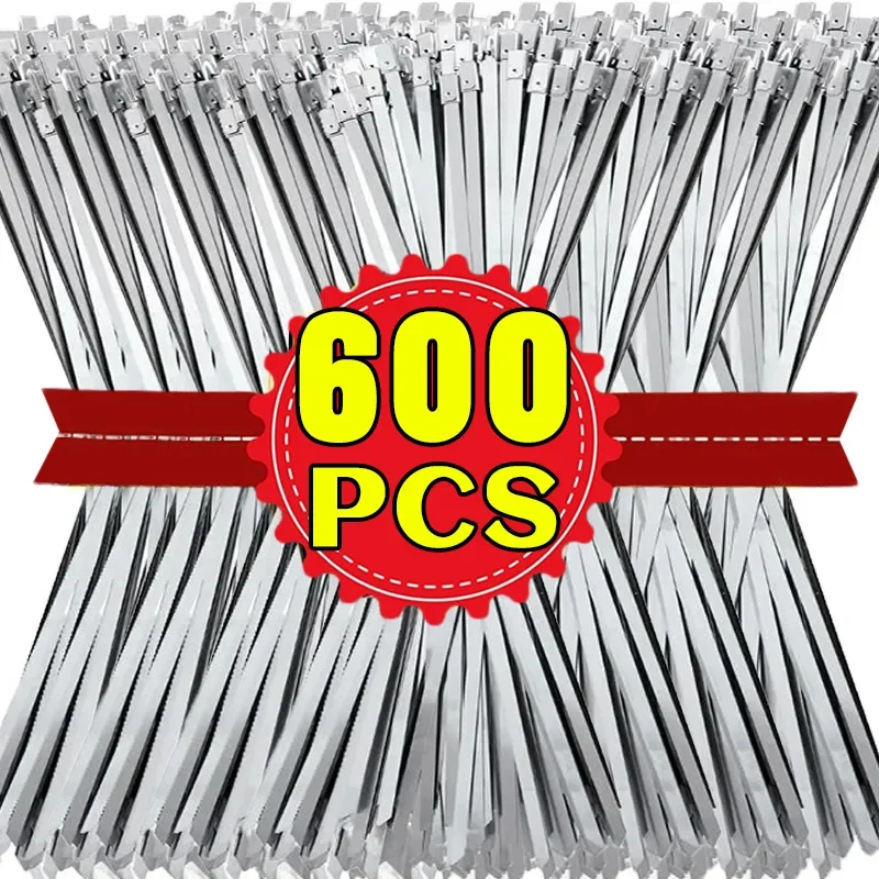 Metal Cable Ties Stainless Steel Self Locking Fastening Rings Heavy Duty Cables Tie Strap Exhaust Wrap Organizer For Home Office