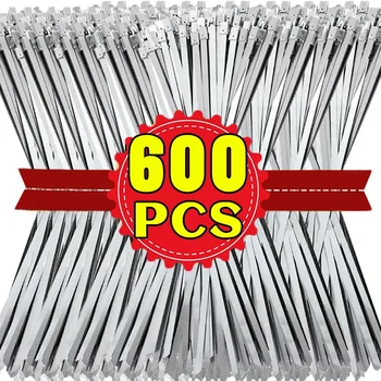 Metal Cable Ties Stainless Steel Self Locking Fastening Rings Heavy Duty Cables Tie Strap Exhaust Wrap Organizer For Home Office