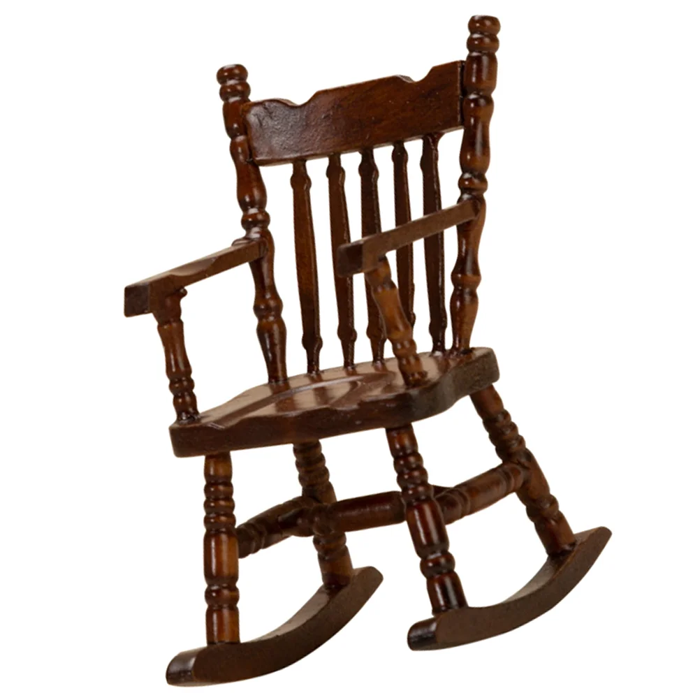 

House Rocking Chair Furniture Kids Miniature Rocking-chair Supplies Toy Decor Wood Craft Accessories