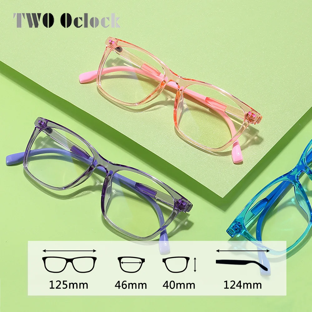 Kids Eyeglasses Frames Square Prescription Medical Optical Frame 0 Diopter Anti Blue Glasses TR90 for Kids