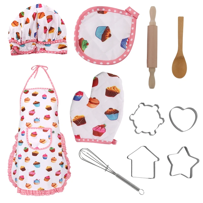 

Kids Cooking Baking Set Kitchen Girls Toys Role Play Children Costume Pretend Role Play Cooker Play Set Friends Game