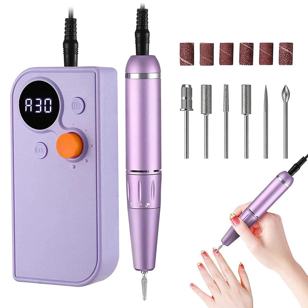 

Profession Electric Nail Drill 30000RPM Manicure Machine For Acrylic Gel Polish Nails Sander Rechargeable Nail Art Salon Device
