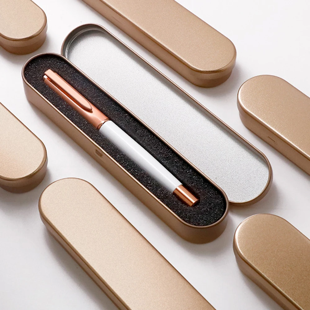 Metal Fountain Pen Box Portable Rectangle Pen Holder Pencil Case Multi-use Stationery Storage Case School Students Supplies