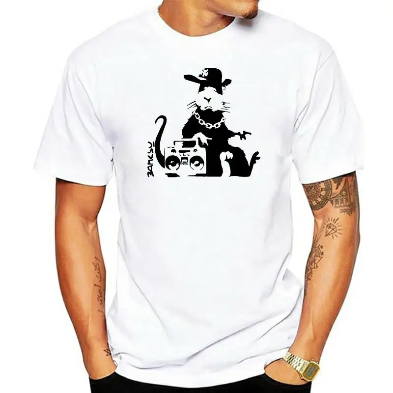 

Naughtees Clothing Banksy Hip Hop Rat Standard Fit T-Shirt Cotton Short Sleeve Summer Tops for Man Summer Fashion Family T Shirt