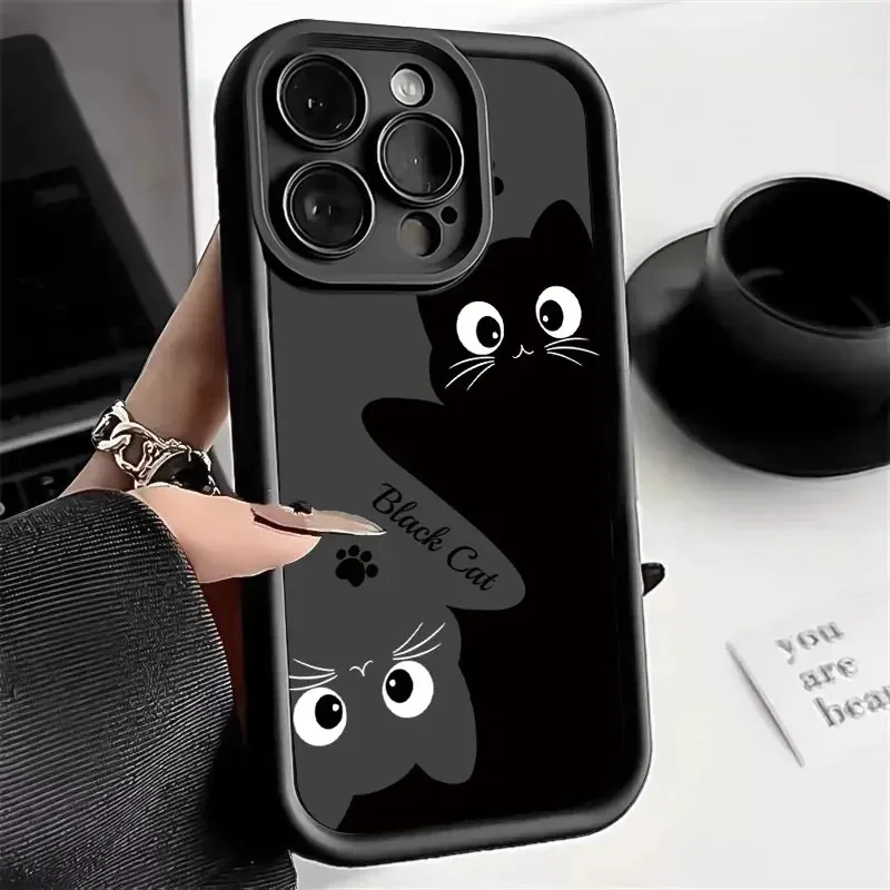 Shockproof Soft Silicone Phone Case with Cute Cartoon Cat Design