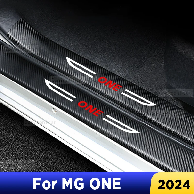 

For MG ONE 2024 Auto Tailgate Guard Door Sill Pedal Carbon Fibre Texture Accessories Leather PU Styling Car Sticker Trim