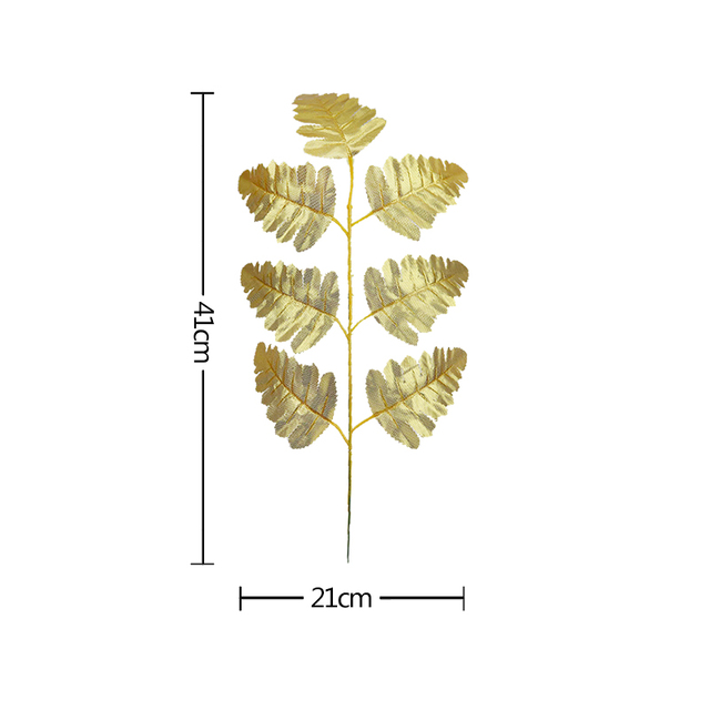 Gold Artificial Monstera Tropical Plam Tree Leaves Photography Background Fake Plant Wedding Birthday Party Home Decoration