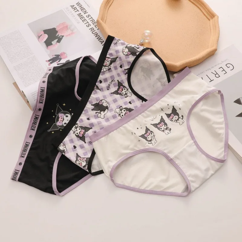 

Kawaii Kuromi Briefs Anime Sanrio Cinnamoroll My Melody Cute Girl Cotton Antibacterial Antibacterial Cartoon Mid-rise Underwear