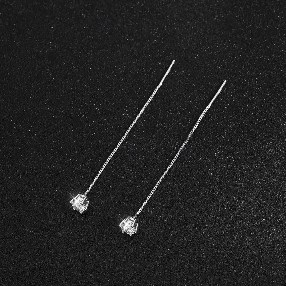 KNOBSPIN D VVS Moissanite 다이아몬드 귀걸이 GRA s 이어 와이어 도금 18k 화이트 골드 럭셔리 귀걸이 여성용