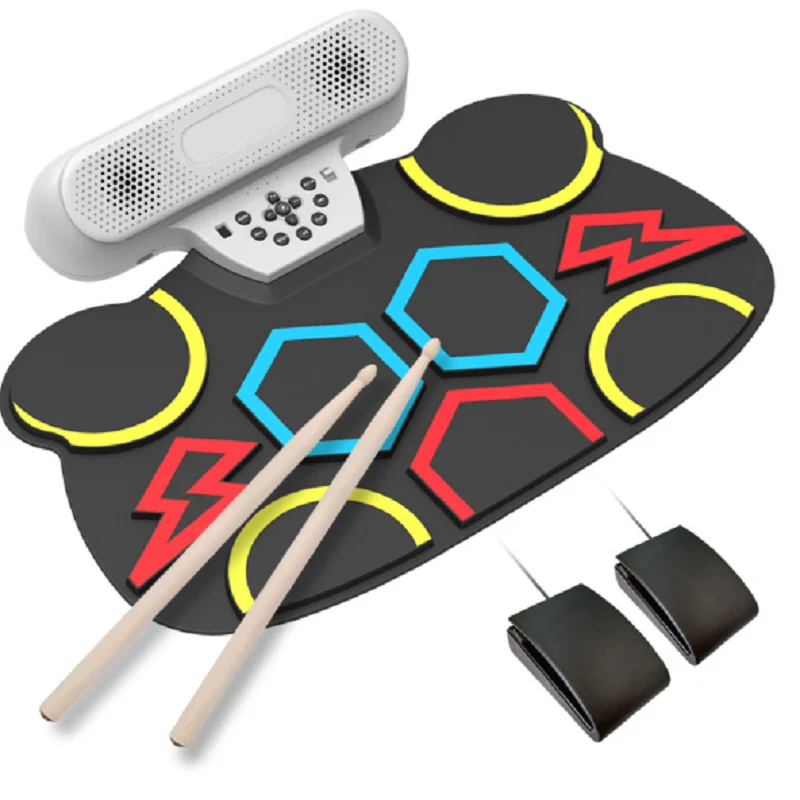 Electronic Desktop Hand Roll Drum, Large Drum Head, Thickened Color Lightning Bluetooth, Dual Mode, One Package Delivery