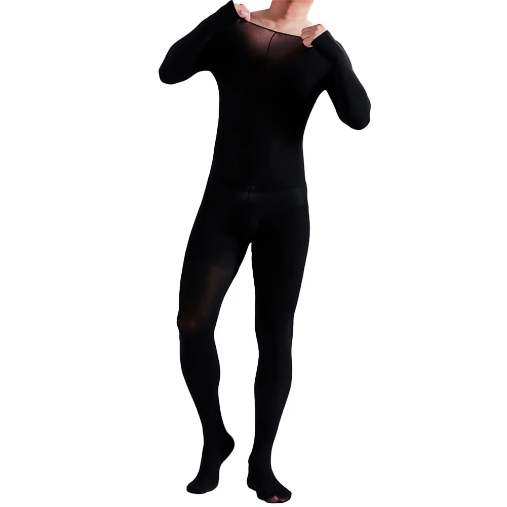 

Mens Full Bodysuit Stockings Tights Fleece Pantyhose Jumpsuit Thin/Thicken Warm