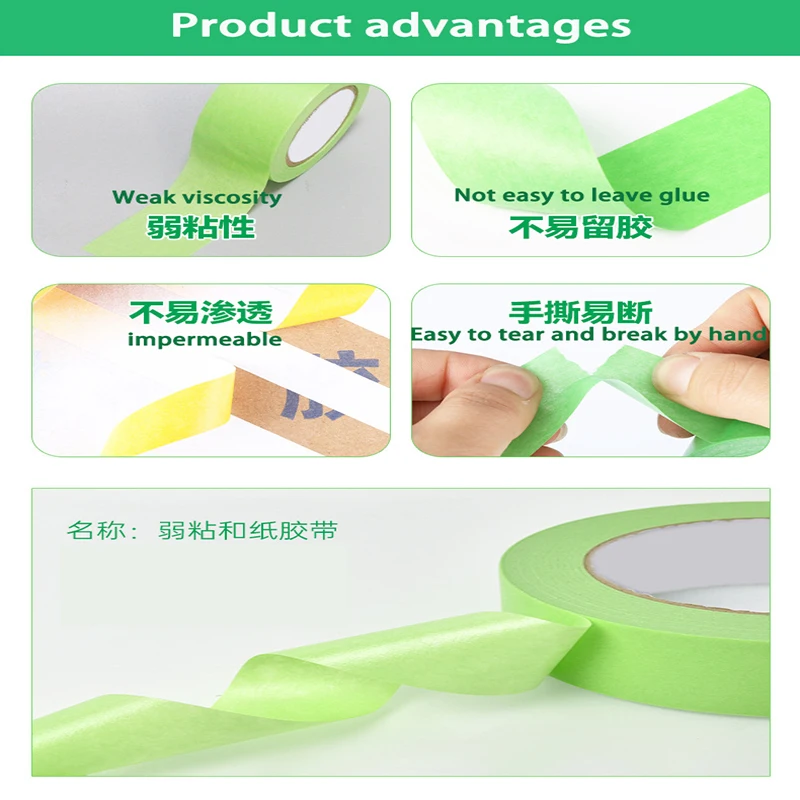 녹색 손으로 찢은 종이 테이프 및 종이 벽면 및 바닥 커버링 스프레이 페인팅 색상 분리 아트 DIY 페인팅 글쓰기 자동차 페인팅