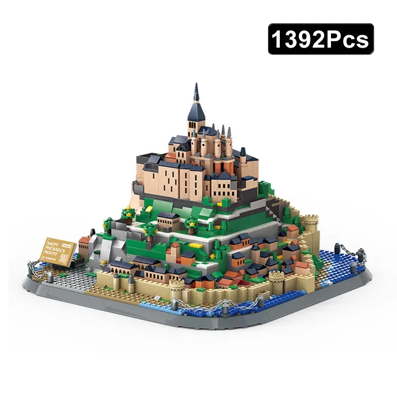 

MOC City Architecture France Mont Saint-Michel Model Building Blocks Normandy Mountain Bricks Toys Kids Adult Gifts