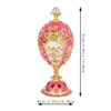 QIFU Beautiful Metal Luxury Pink Faberge Egg Trinket Box for Home Decor 1