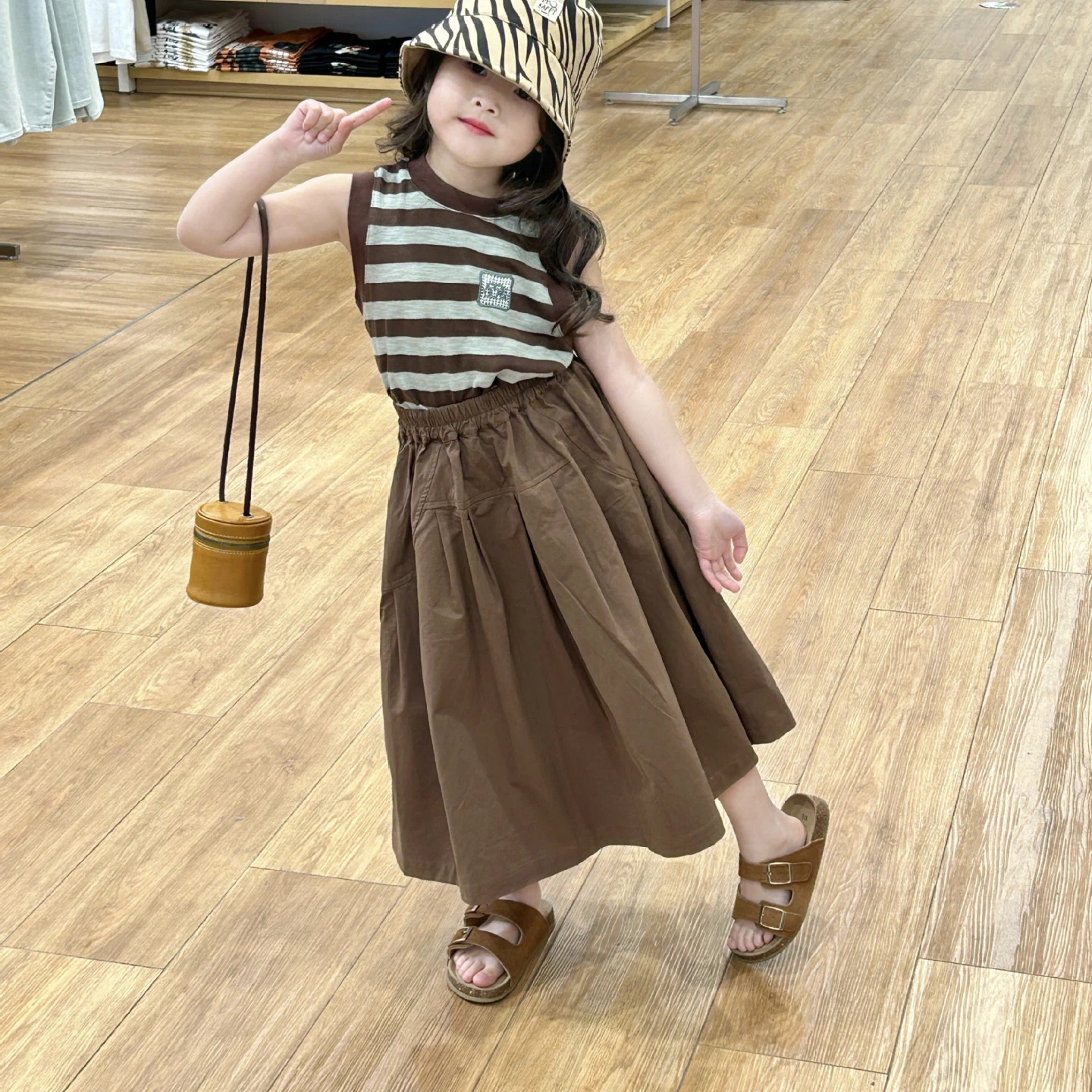 여아 원피스 한국 스타일 스커트, 캐주얼 원피스 코튼 스커트, 캐주얼 심플 올 매칭, 2024 여름 신상