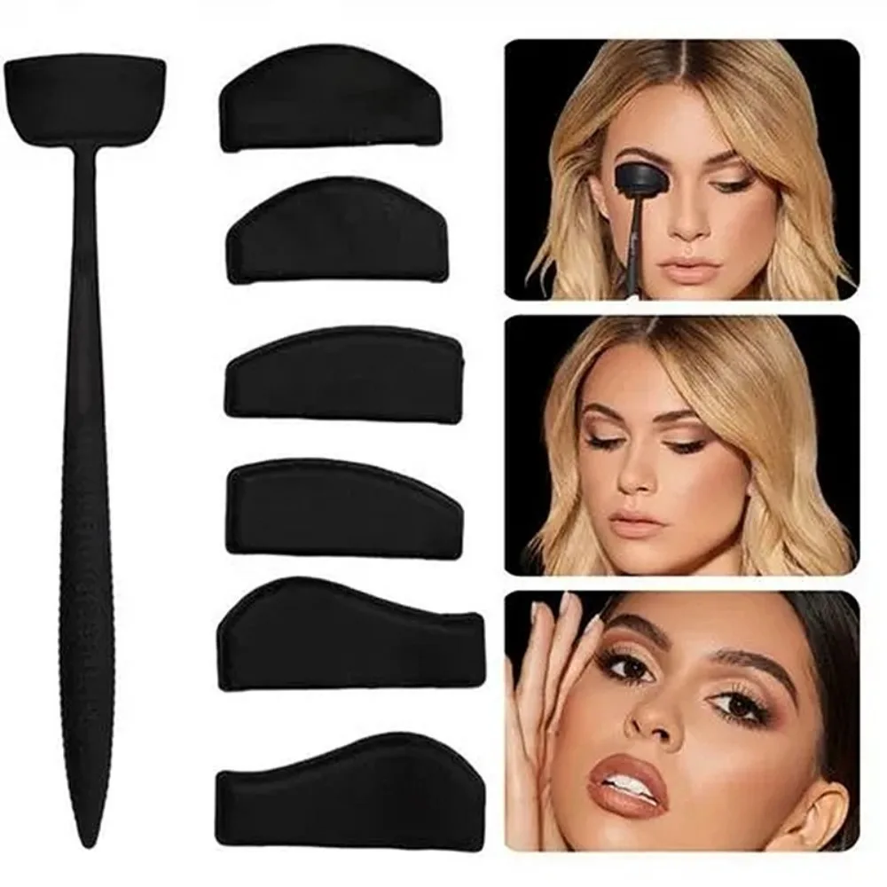 

6 in 1 Silicone Eye Makeup Stencils Black Crease Line Kit Women Eyeshadow Stencil Delineate Eyes Cut Crease Reusable Makeup Tool
