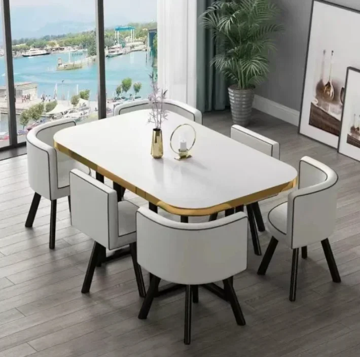 Dining Table, Rectangular for Dining Room/living Room, Kitchen Table Set with Metal Legs