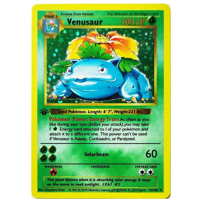 10Pcs/set Diy PTCG 1st Edition Charizard Venusaur English Flash Card Clefairy Gyarados Classic Game Anime Collection Card Toy