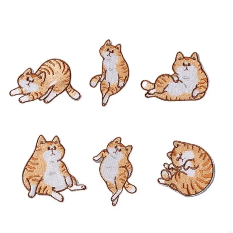 6 PCs Kätzchen Eisen auf Flecken nähen Sie Applique -Flecken Katzen Stickflächen Y08E – Detail 8