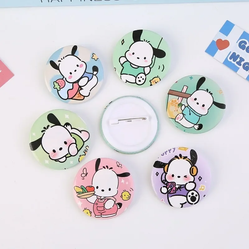 

Sanrio Pochacco Brooch Anime Action Figure Cute Cartoon PVC Brooch Q Figural Anime Merchandise Clothing Decoration Children Gift