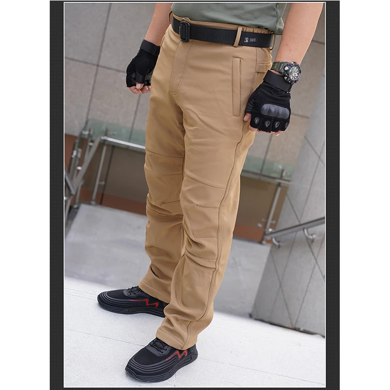 TRVLWEGO 남성용 두꺼운 따뜻한 플리스 하이킹 바지, 겨울 방수 방풍 야외 부드러운 쉘 비 트레킹 캠핑 스키 바지