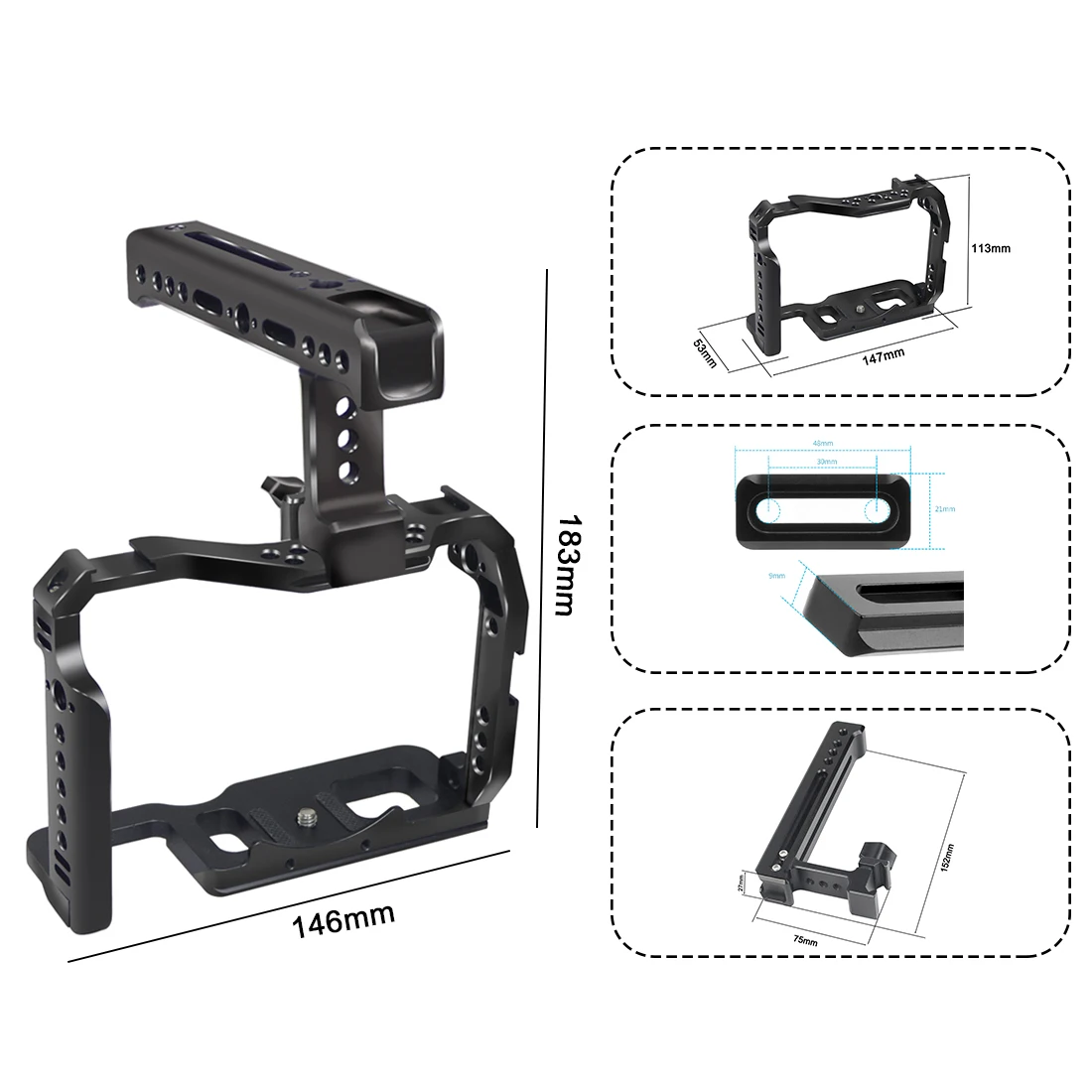 A7M4 A7R4 Camera Full Cage Rig Handle Grip Arca-style Cold Shoe Mount ARRI Locat