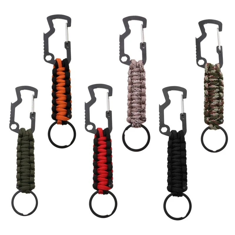 

Outdoor EDC Umbrella Rope Military Carabiner Keychain Camping Survival Kit Emergency Knotting Multi-function Tool