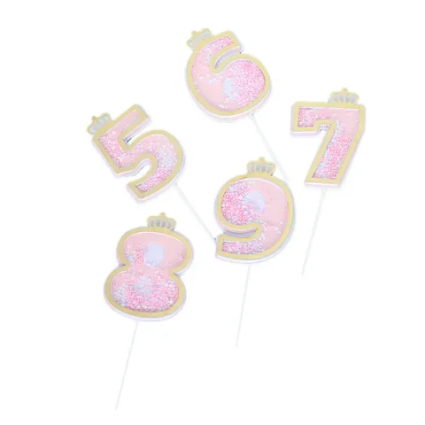 

Sequins Blue Pink Number Happy Birthday Cake Topper 0 1 2 3 4 5 6 7 8 9 Cake Topper Girls Boys Baby Party Supplies Decoration