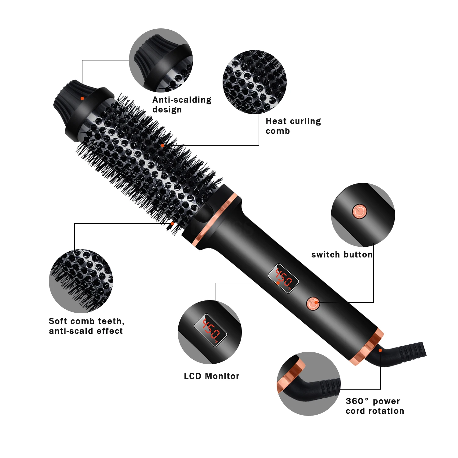 Hair Curler, Aquecimento Hair Styling Escova, Cabelo