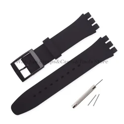 Soft Silicone Sports Watch Band - Rubber Strap Replacement - 16mm (Black)