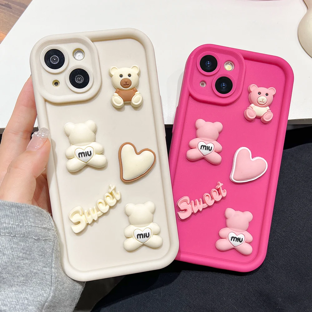 Luxury Cute Bear Phone Case For iPhone 16 Pro Max Funda iPhone thumbnail 2