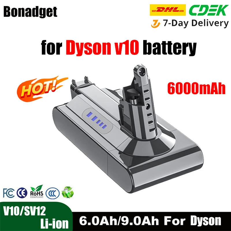 6000Mah Per Dyson V10 Batteria Li-Ion Per Dyson V10 Sv12 V10 Absolute V10 Fluffy Cyclone V10 Aspirapolvere Batterie