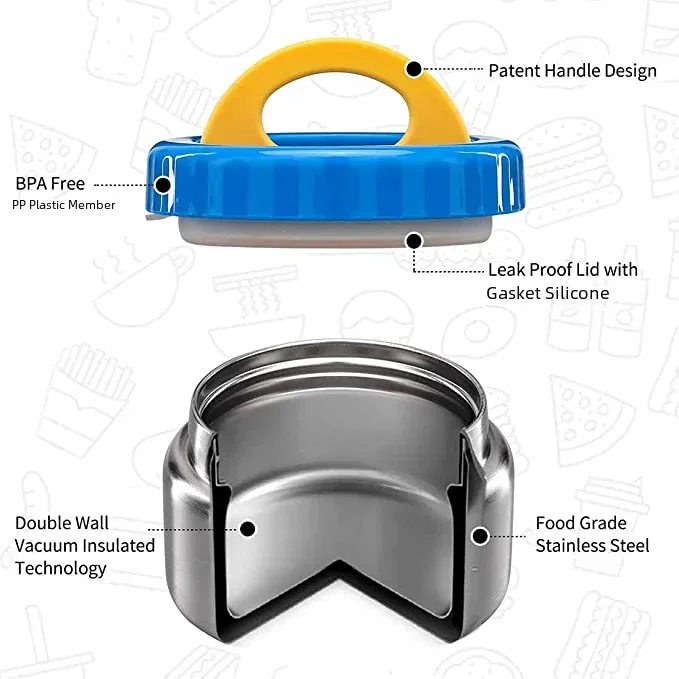 8oz Soup Thermo Wide Mouth Vacuum Insulated Food Jar for Hot&Cold Food, Leak Proof Stainless Steel Kids Lunch Container for Scho 5