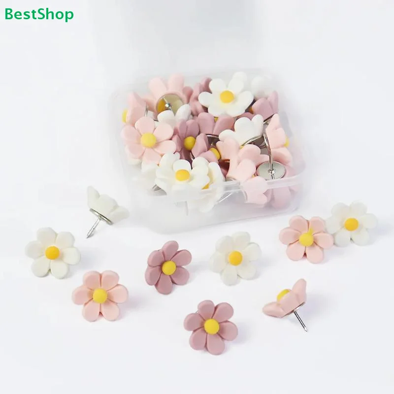 〔G〕장 꽃 모양 푸시핀, 코르크보드, 게시판 및 사진 벽 장 다채로운 꽃무늬 푸시핀 세트