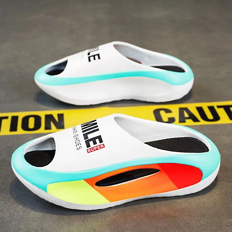 New Stylish Men Slides Male Beach Slippers Thick Platform Soft Comfortable Non-Slip Massage Shoes Fashion Couple Slippers 36-45