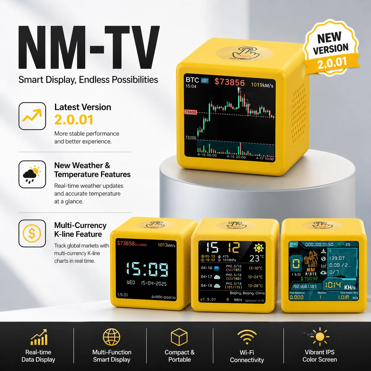 해시레이트 1060KH/s 스마트 TV ESP32 BTC 솔로 추첨 채굴기, 컴퓨터..