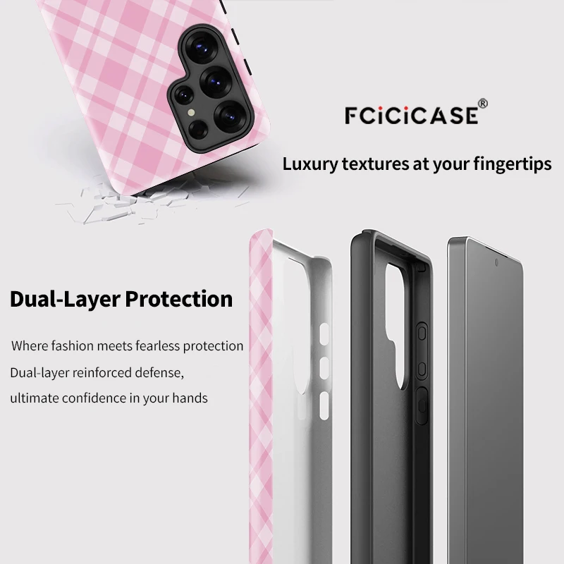 Grid Pattern Double-Layer Phone Case Cover