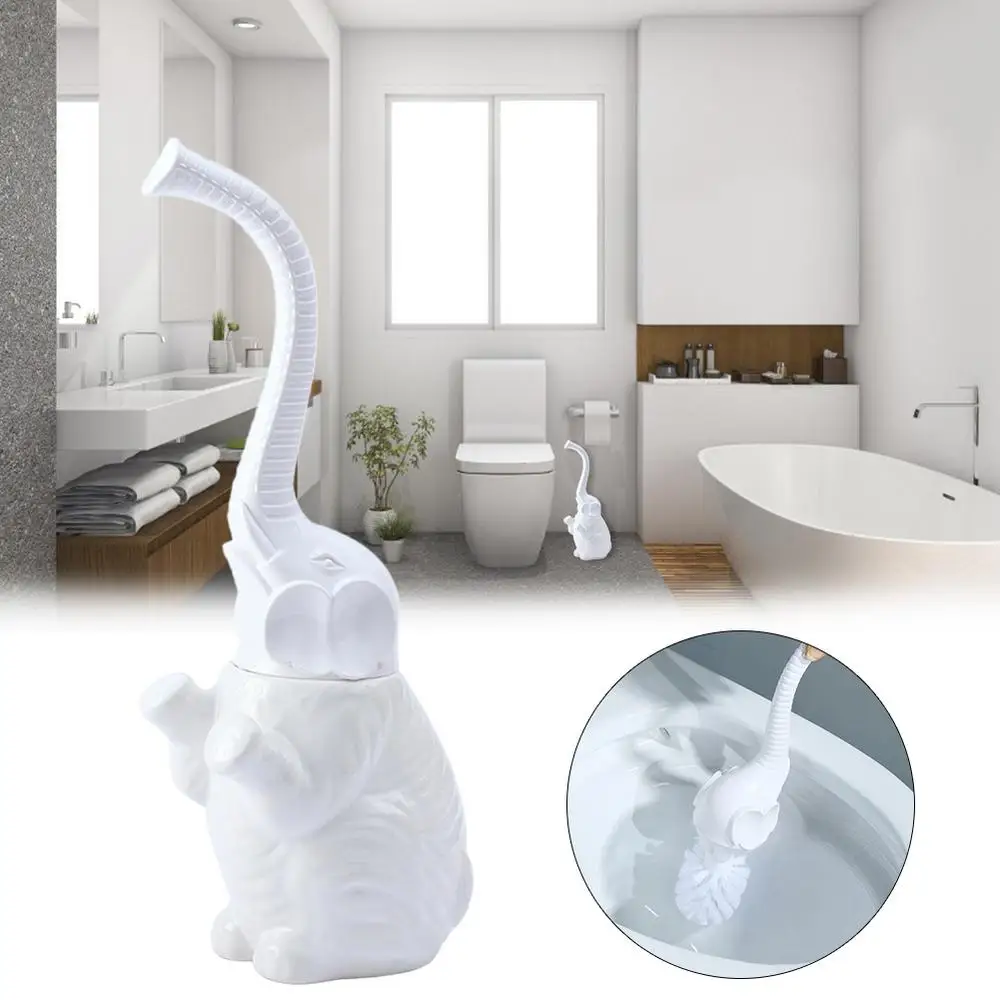 Description Picture 2 of itemElephant Style Toilet Brush Set Compact Size Decorative Toilet Brush And Holder Set Drip-Proof Bathroom Toilet Accessories