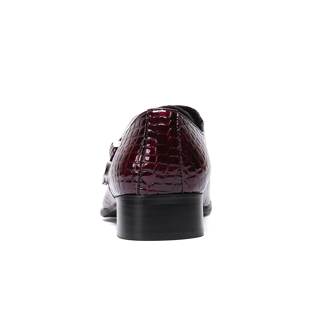 Fashion Red Round Toe Men Oxfords Shoes Genuine Leather Wedding Banquet Evening Shoes Male Business Snake Pattern Formal