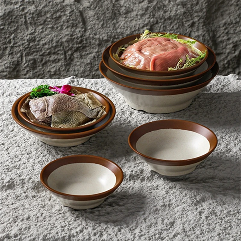 멜라민 라멘 그릇 모조 세라믹 식기, 일본식 수프 그릇 세트, 호텔용 대형 쌀 과일 용기, 주방용 Best5 - Alshop13