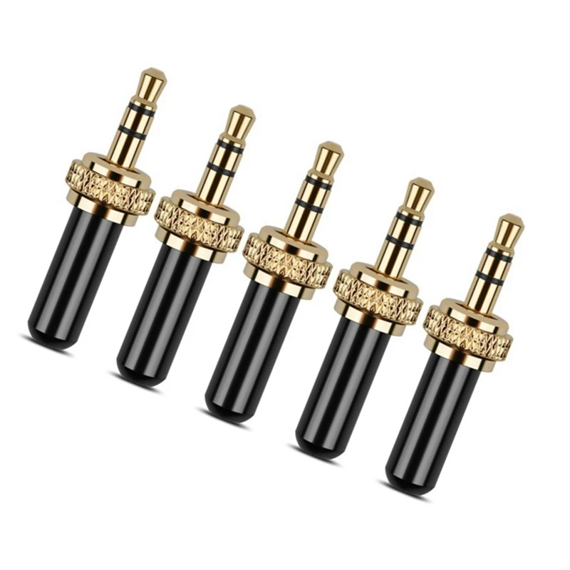 5Pcs 3.5Mm Plugs Metal Connector Mini 3.5Mm Screw Lock Stereo Jack Plug With M6 Internal Thread
