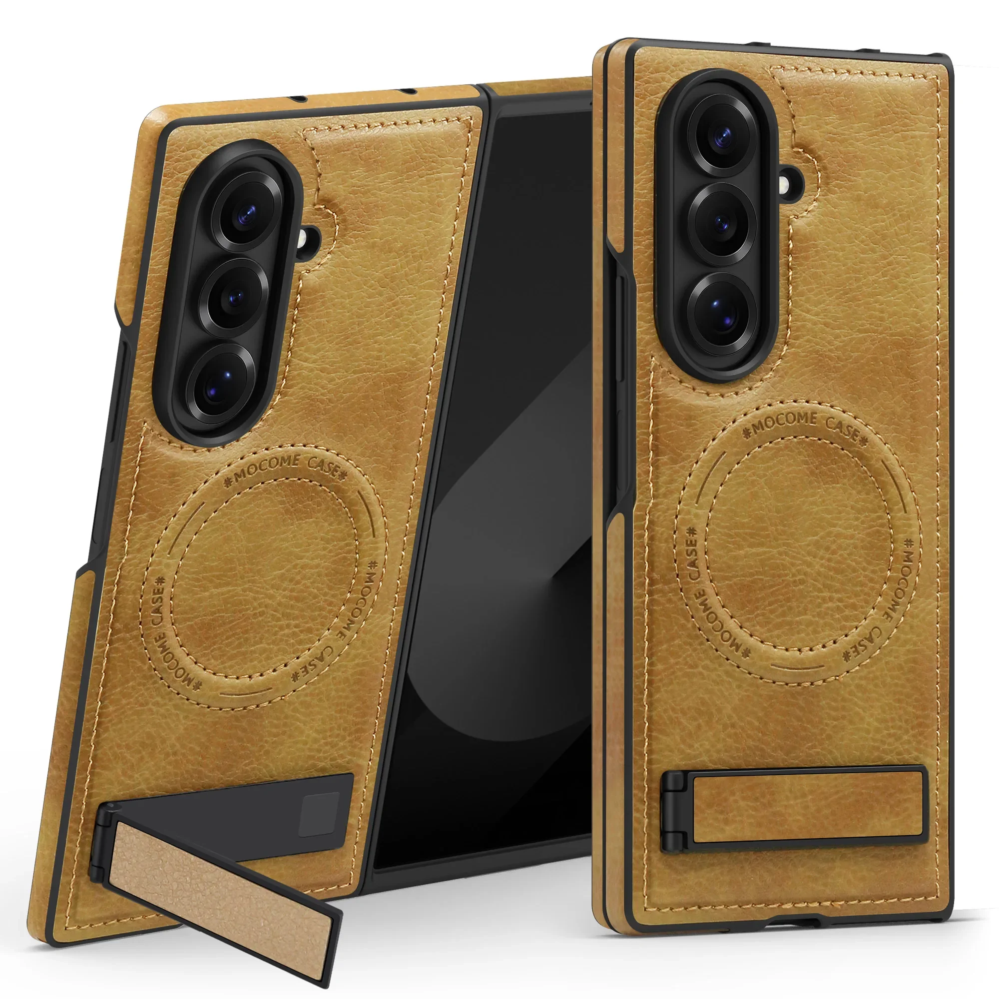 Premium Magnetic Leather Case with MagSafe Holder and Stand - Shockproof Luxury Cover