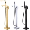 Matte Black Square Bathtub Shower Faucets Floor Standing Faucet Hot Cold Water Shower Mixer Tap Bathroom Waterfall Mixer 1
