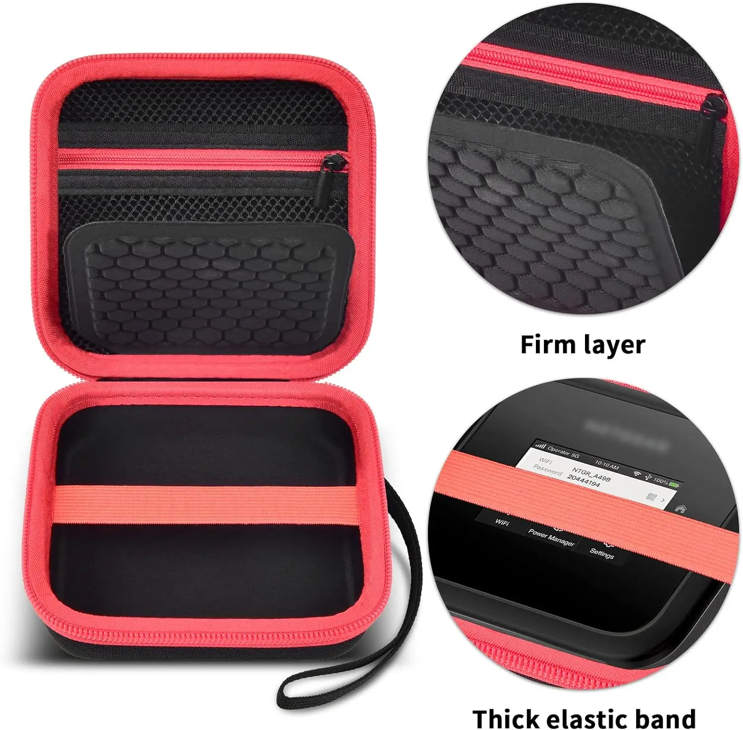 Hard Travel Router Case NETGEAR Nighthawk M5 M6 Pro 5G Mobile Hotspot WiFi 6 (MR5200, MR5100)/ M1 Mobile Hotspot 4G wireless travel router case