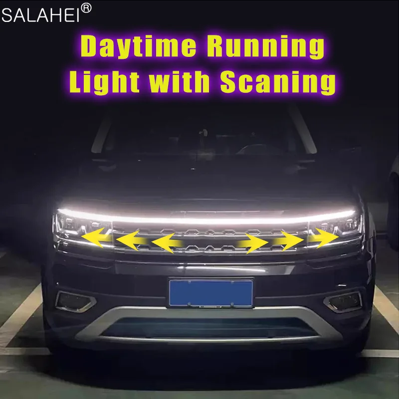 

LED Car Hood Light Strip Auto Engine Hood Guide Decorative Ambient Lamp 12v Modified Universal Daytime Running Light Accessories
