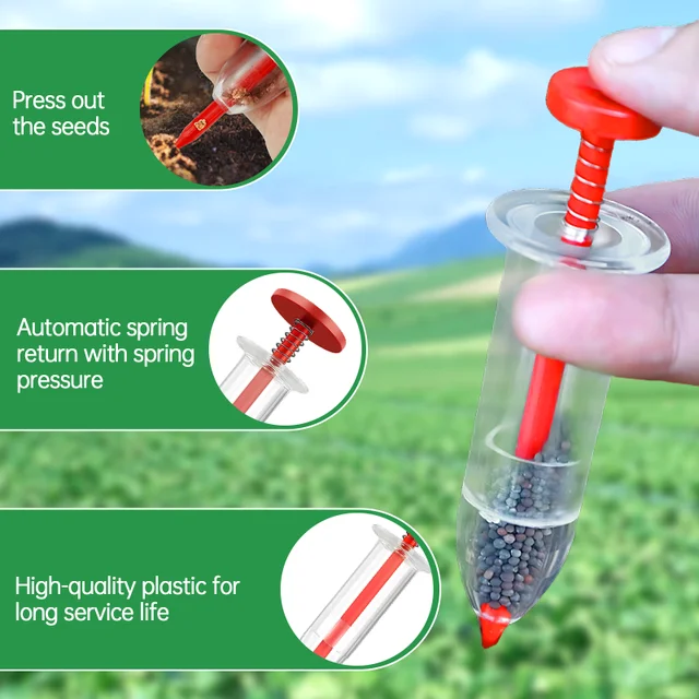 Manual Seed Sower - Adjustable Depth Hand Planter for Vegetables/Flowers, Lightweight Garden Tool with Seed Spacing Control Seed 2