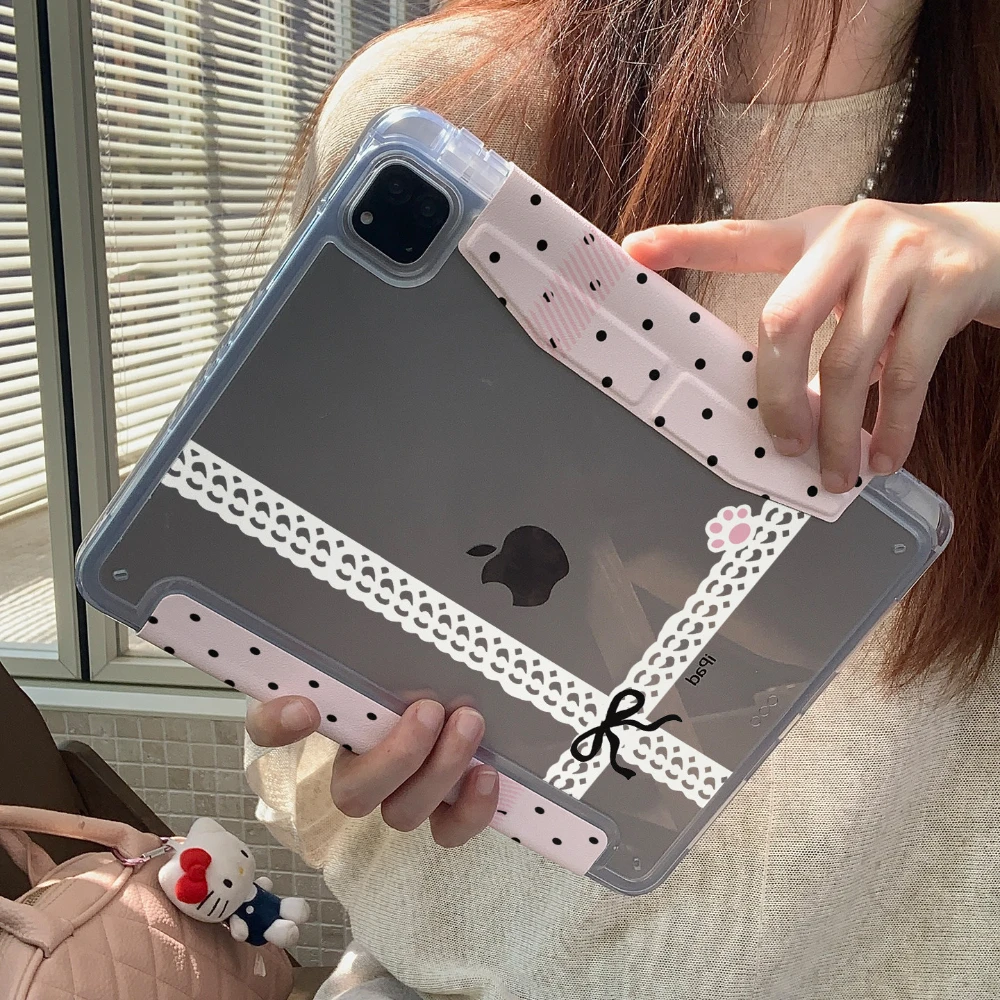 Chic Pink Polka Dot Lace Tablet Case Cover