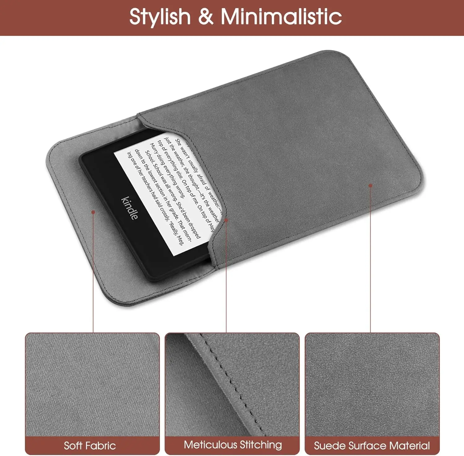 Enhanced eBook Storage Bag Case with Free Hand Strap, 6-Inch