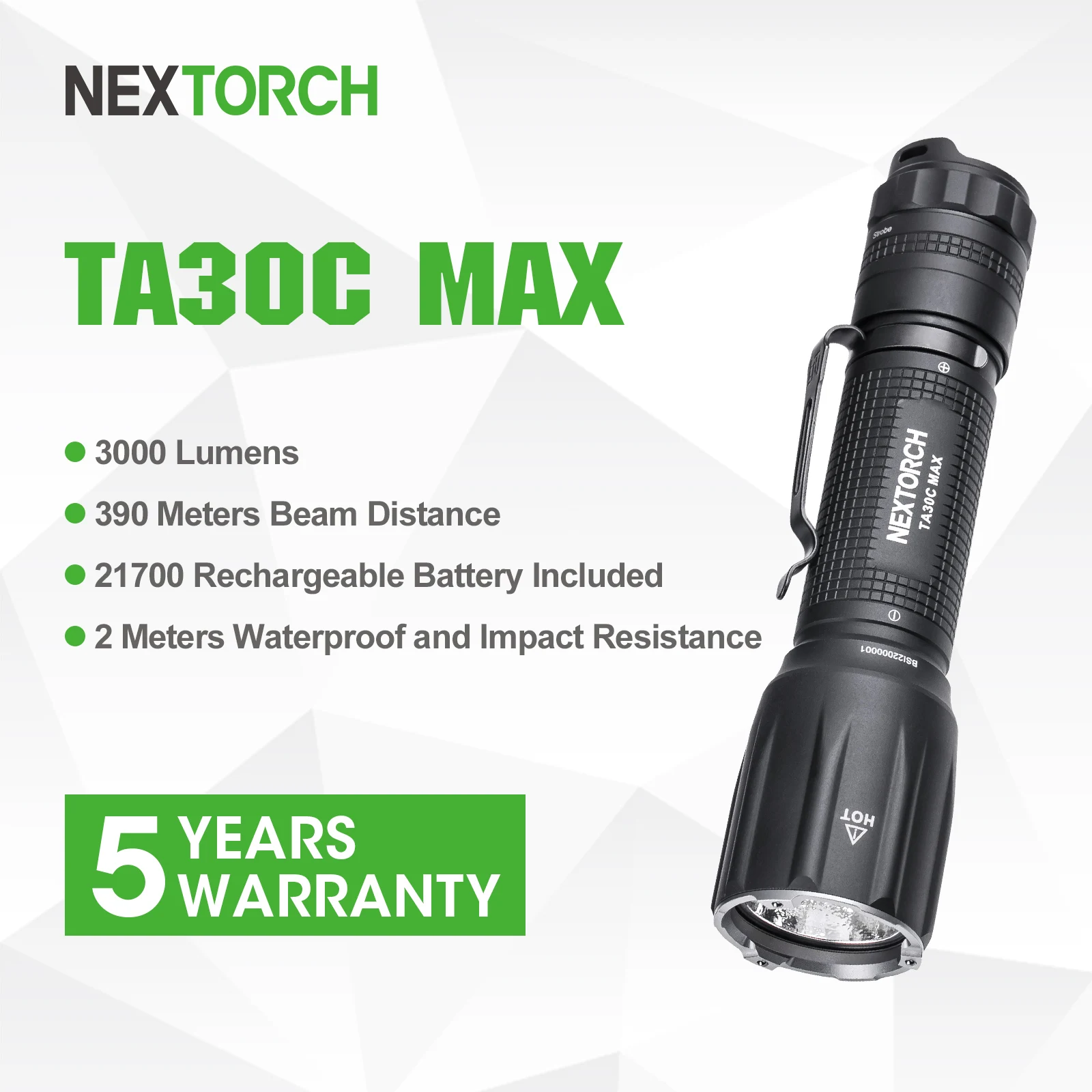 Nextorch Torce Led Ad Alta Potenza Da 3000 Lumen, Torcia Tattica Portatile Ricaricabile, Ta30C Max