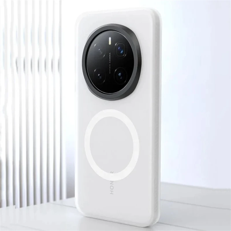 Magnetic Shockproof Matte Case with Transparent Back and Built-in MagSafe Compatibility